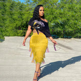 Solid Color Fringe Bodycon