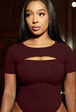 Sexy Keyhole Round Neck Short Sleeve Slim