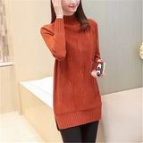 Knit Sweater Pullover Autumn Winter Clothes Korean Solid Long Sleeve Pull Warm Half Turtleneck Sweater Female Jumper
