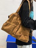 Vintage Wash Large Shoulder Bag-Outfit