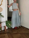 Style French Blue Holiday Vest Sleeveless Dress High-End Vest Half Dress Two