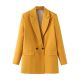 And Summer 2024 New Simple Loose Double-Breasted Suit Jacket New Suit For Women In Spring And Autumn-Outfit