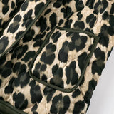 Retro Brown Black Leopard Print Lapel Quilted Coat Ethnic Women Quilting Full Sleeve Warm Loose Jacket Oversize Outerwear-Outfit