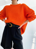 Oversized Knitted Sweater Women Autumn Winter Thick Solid Pullovers Female Warm Cozy Jumper Casual Knitwear Tops