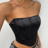 Strapless Solid Short Crop