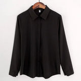 Women White Shirts Formal Long Sleeve Turn Down Collar Top Solid Business Temperament Black Shirt S-5XL Classic Blouse