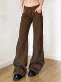Two Buckle Low-Waist Pocket Micro-Rare Jeans Workwinds Set Legs Long Drag Leisure