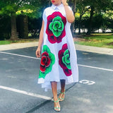 White Loose Printed Chic Career Midi Dress European And American