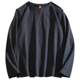 Men Cotton T-Shirts Men's Fashion Solid Color Long Sleeve Tees Male Simple Wild Casual O-NeckT Shirt