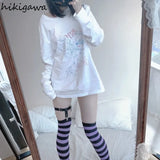 Ropa Mujer Woman Tshirts Long Sleeve Casual Tees Fashion Anime Print Y2k Tops Clothes for Teens Japanese Oversized T-shirt-Outfit