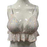 Style Sequins Show Hot Blouse DS Nightclub Stage Lotus Leaf Edge Suspender Navel Vest-Outfit