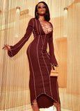 Knit Sexy Lace-Up Long Party