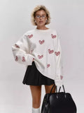 Embroidered Sweater Women's Round Collar Casual Easing 2025 Knitted Shirt Autumn And