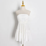 Backless Sexy Vest For Women Strapless Sleeveless Slim Korean Ruched Vests Female Fashion New Clothing