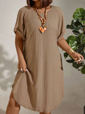 Women's Clothing 2025 Summer New Short-Sleeved Solid Color