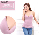 Women Solid Padded Bra Spaghetti Camisole Top Vest Female Camisole With Built In Bra 6