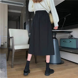 Skirts Women Mid-calf College A-line High Waist Korean Style OL All-match Friends Plus Size Streetwear Chic Female