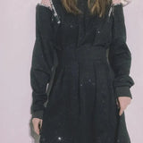 QWEEK Harajuku Hoodie Dress Sport Balck Mini Hooded Dress 2021 Autumn Korean Style Wrap Long Sleeve Dress Women