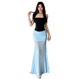 Summer New Women's Hottie Pure Wind High-Waist Net Yarn Half-Dress Temperament Fishtail