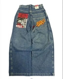 Hiphop New Spring Hip-Hop Style Straight Jeans With Loose Broad Legs-Outfit