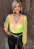 Fashion Tie Dyed V-Neck Long Sleeve