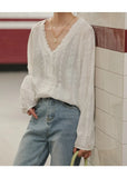 Lace White Women Blouse Summer Tops Femme Casual Womens Blouse Shirt Long Sleeve Linen Cotton Girls Plus Size