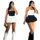 Women's Summer New Sexy Sleeveless Braed Vest Stimal Bubble Skirt