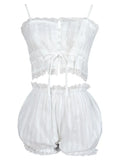 Party Sannian Women Set Summer 2022 New Sweet Girl Lace Suspender Pajamas+shorts Pajamas Home Service Two-piece Suit Ladies