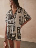 Print Loose Short-Sleeved Shirt Bumpy Fashion Women's Casual