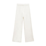Asymmetrical V-Necked Collar Sweater High-Waisted Trousers Casual Knitting Set 2025 Spring