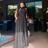 Wide Leg Pants Sexy Halter Neck Big Open Back High Waist Casual