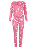 Letter Print Casual Shirt and Pants 2pc