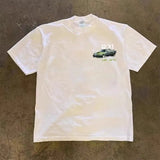 New Summer Retro Printing Short-Sleeved Women's 100 Cotton Loose Graffiti Printing Design Niche T-Shirt-Outfit