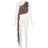 2025 Fashion Trend Women's New Slanted Shoulder To Expose The Ears Of The Solid Color