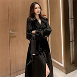 Women's Long-Term 2025 Spring And Autumn Black Korean Version Of Large-Size Small Man Popular British Wind Coat Over The Knee