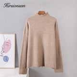 Warm Cashmere Sweater Women 2020 New Soft Crimped Neckline Loose Pullovers Korean Coffe Khaki Knitted Female
