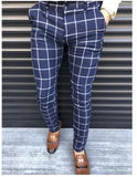 New Men's Casual Dating Men's Lattice Solid Nine-Point