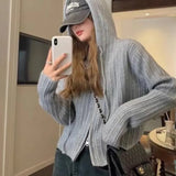 Short Knitted Cardigan Women's Short Sweater Coat Spring And Autumn Korean Style Stylish Double Zipper-Outfit