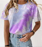 Dye T-shirt Short Sleeve Tops Tee 2021 Summer New Tee Shirts For Women Clothes Tie-dye Top Lady