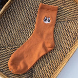 And Dog Pure Cotton Woman Harajuku Cartoon Animal Silver Dollar Manual Embroidery funny Socks & hosiery women Autumn