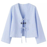 Temperament V-Neck Women's Clothing New Fashion Pure Color Loose Long-Sleeved T-Shirt