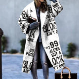 New 2025 Autumn Women's Long-Sleeved Collar Coat Prints The Long