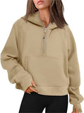 Autumn And Winter New Fashion Leisure Sports Half Zipper Hooded Short Plus Velvet