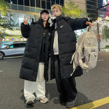 2024 Autumn College Wind Loose Casual Female Long Thickened Lovers Over The Knee Korean All-Match Winter Coat Black-Outfit