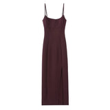 Cloth Sling Dress 2025 Summer Temperament Dress Dress Open Back Fork And Medium Long Fan