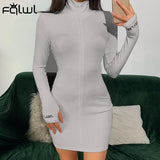 Lucky Label Casual Summer Mini Knitted Dress Women Long Sleeve Ribbed Sexy Bodycon Dress Short Party White Ladies