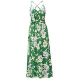 Floral Print Long Dress 2022 Summer Vintage Backless V-Neck Elegant Sleeveless Party Dress Femme Beach Loose Boho
