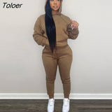 2 Piece Set Tracksuit Women Autumn Winter Fleece Warm Hoodies Top Long Pants Outfits Lounge Wear Jogger Suit