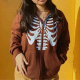 Y2K Gothic Sweatshirt Oversized Hoodie Women Autumn Zip Up Long Sleeve Coat Top Female 90S Vintage E-Harajuku Grunge