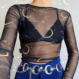 New Mesh Printing Sun Moon Long-Sleeved